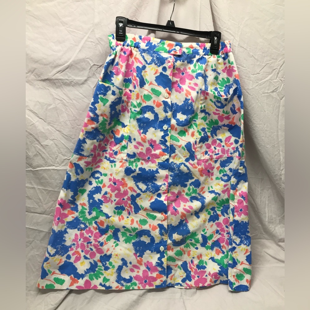 Vintage SeaWaves Cotton Floral Skirt Sea Waves M